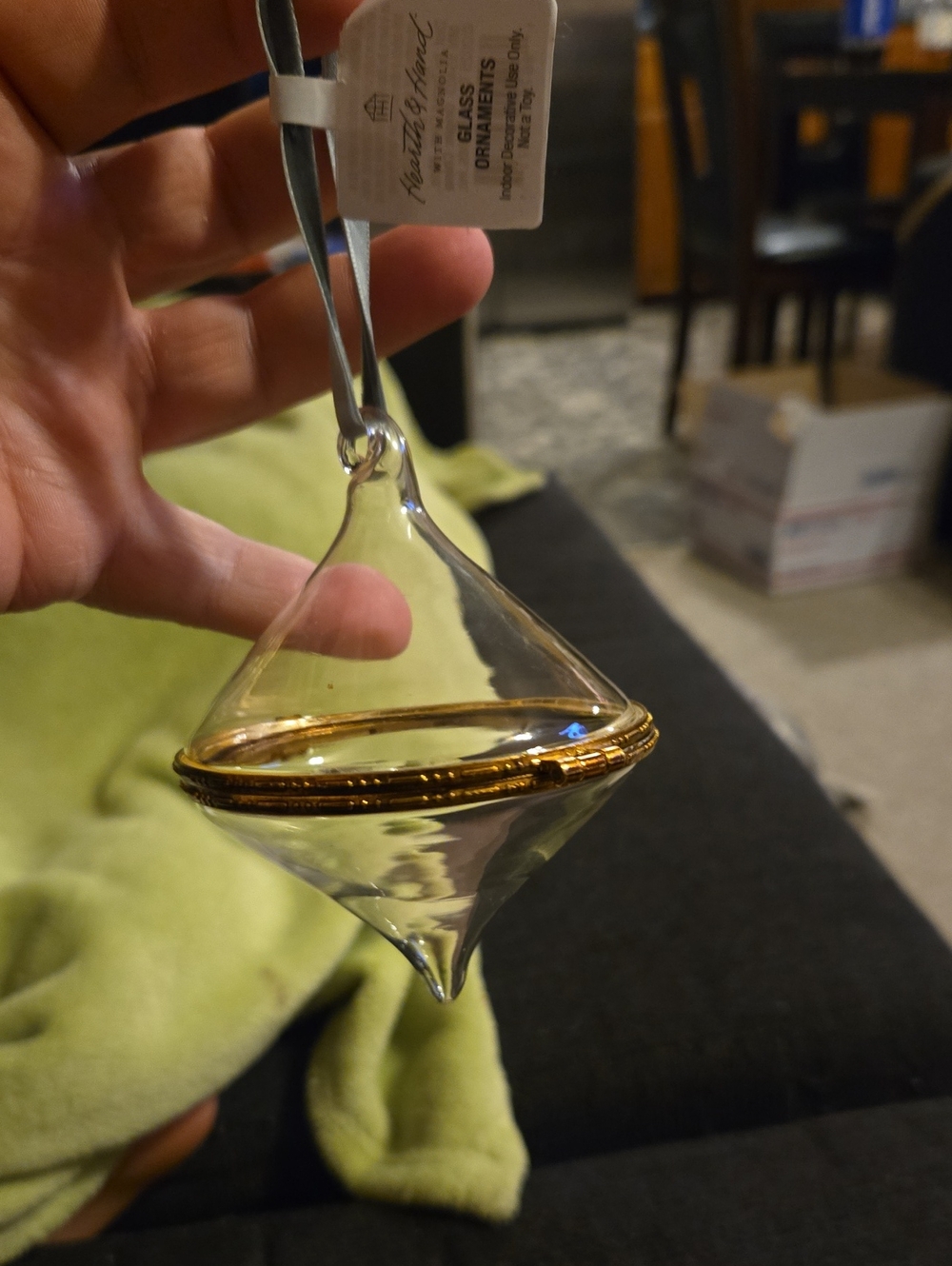 Hearth&Hand Clear Glass Ornament with Gold Trim